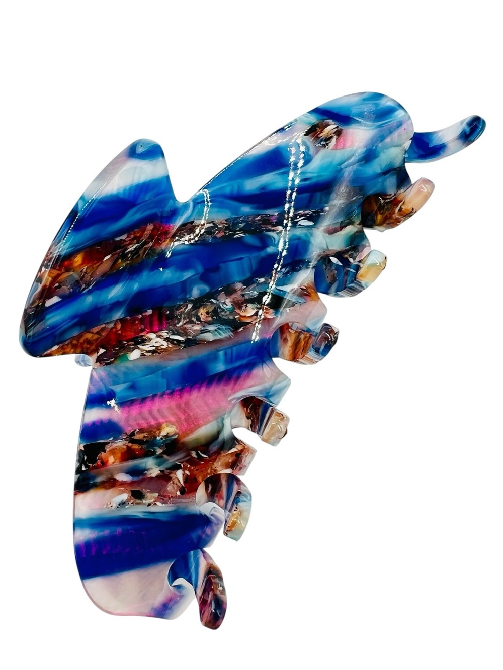Blue Abstract Stripe Claw Hair Clip New